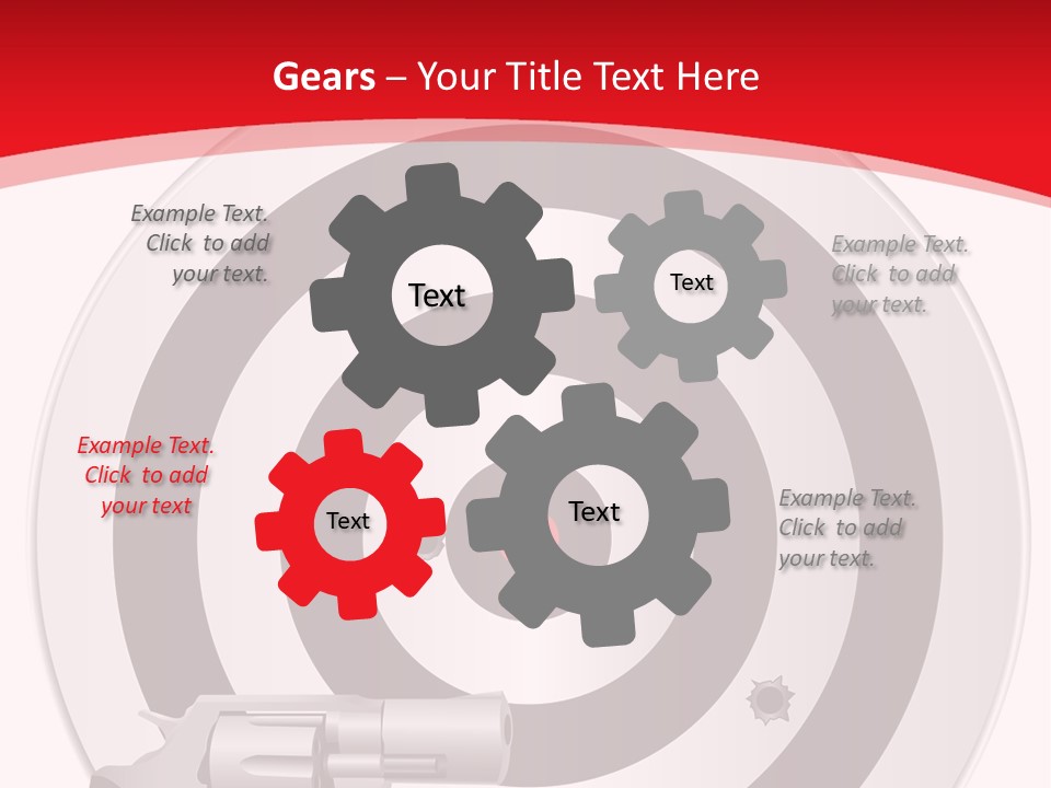 A Gun And A Target On A Red And White Background PowerPoint Template