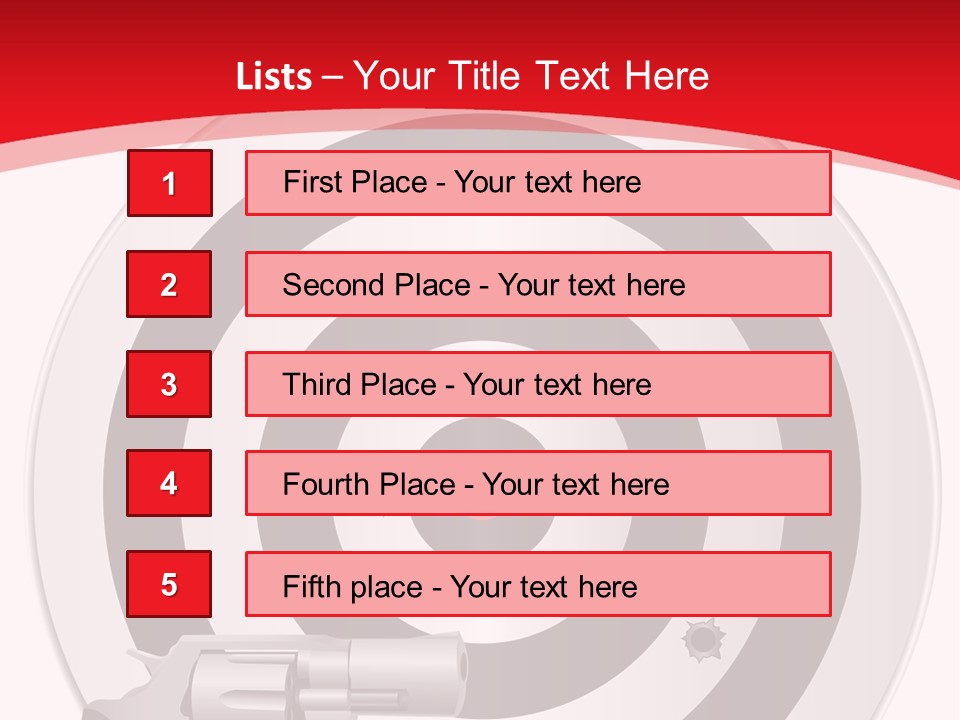 A Gun And A Target On A Red And White Background PowerPoint Template