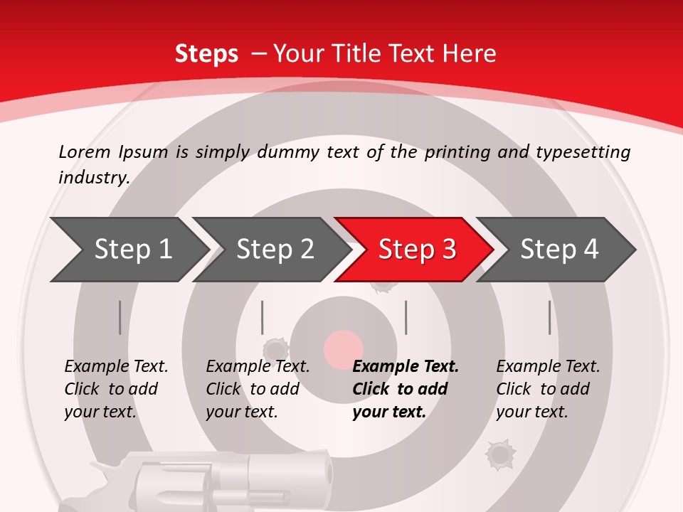 A Gun And A Target On A Red And White Background PowerPoint Template