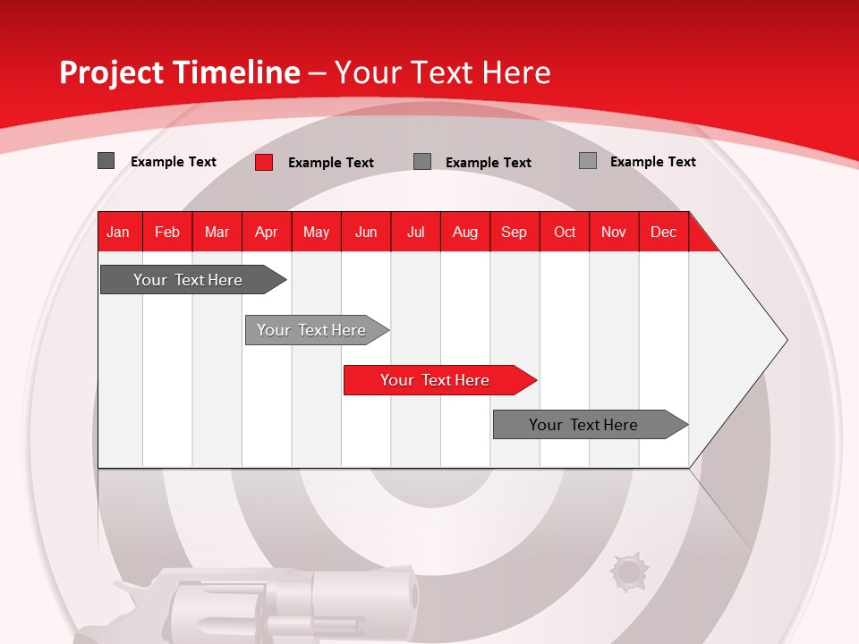 A Gun And A Target On A Red And White Background PowerPoint Template