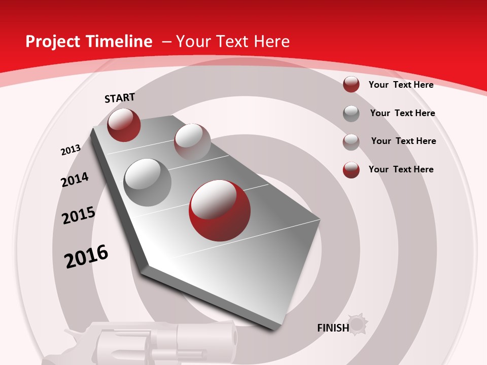 A Gun And A Target On A Red And White Background PowerPoint Template