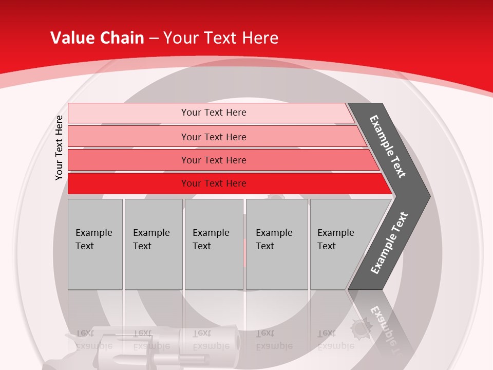 A Gun And A Target On A Red And White Background PowerPoint Template
