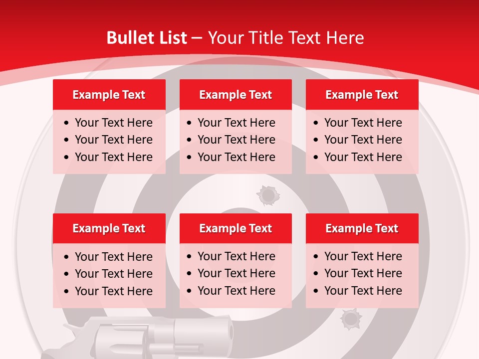 A Gun And A Target On A Red And White Background PowerPoint Template