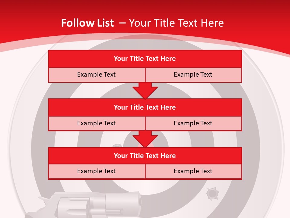 A Gun And A Target On A Red And White Background PowerPoint Template