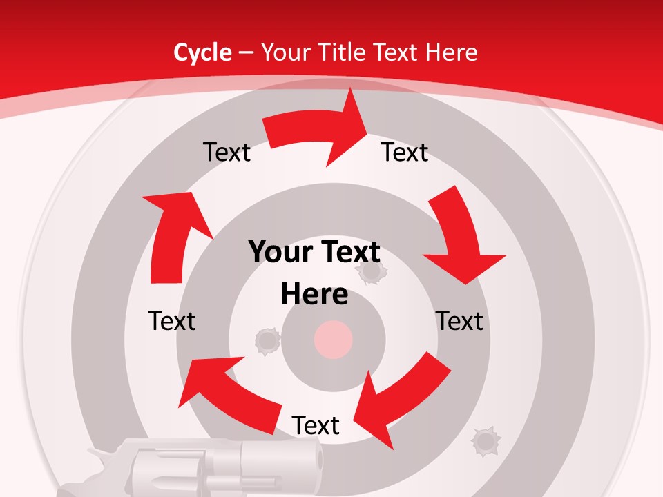 A Gun And A Target On A Red And White Background PowerPoint Template