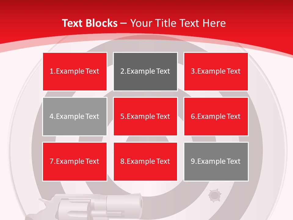 A Gun And A Target On A Red And White Background PowerPoint Template