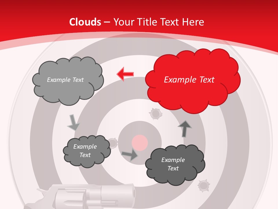 A Gun And A Target On A Red And White Background PowerPoint Template