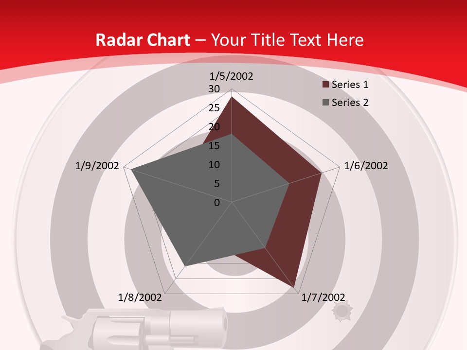 A Gun And A Target On A Red And White Background PowerPoint Template