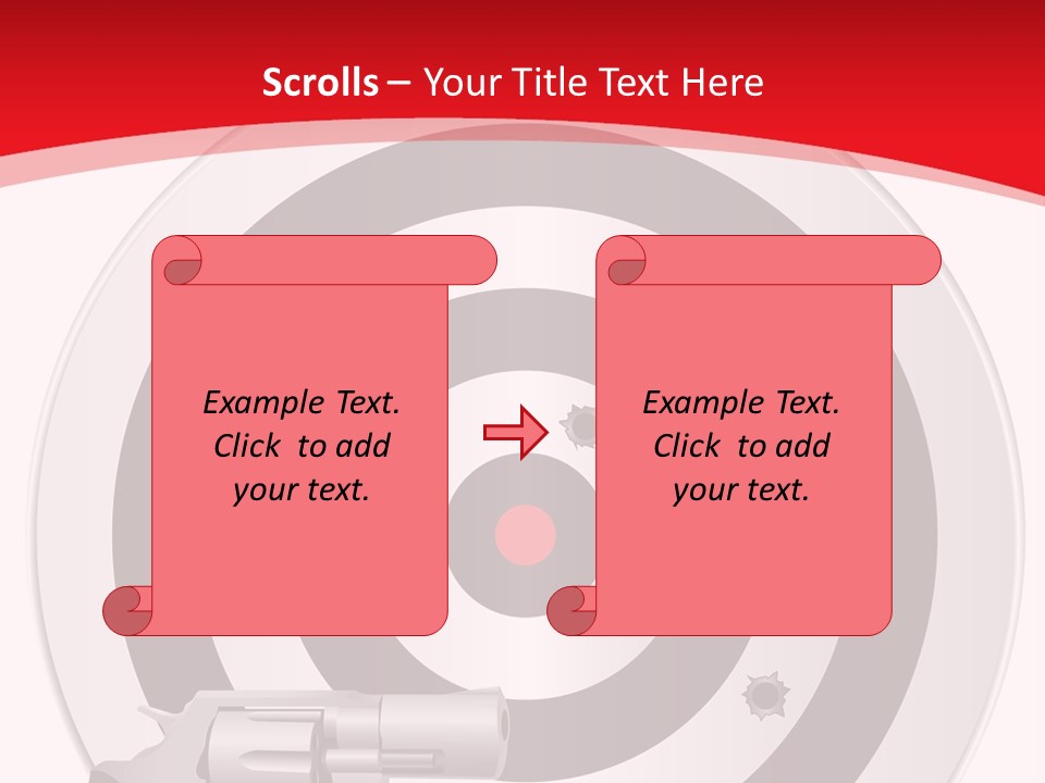 A Gun And A Target On A Red And White Background PowerPoint Template