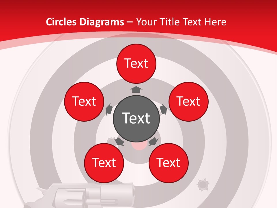 A Gun And A Target On A Red And White Background PowerPoint Template