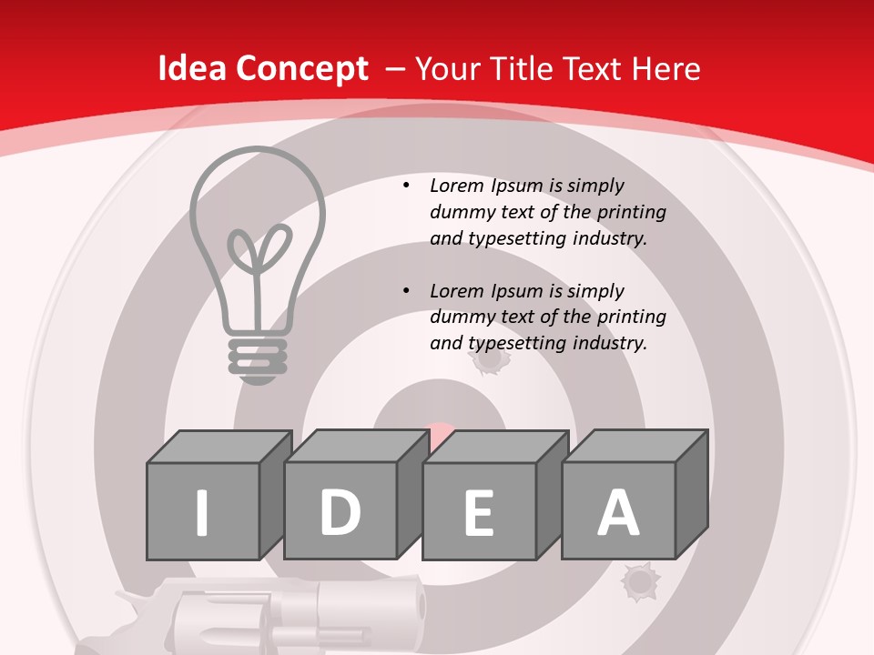 A Gun And A Target On A Red And White Background PowerPoint Template