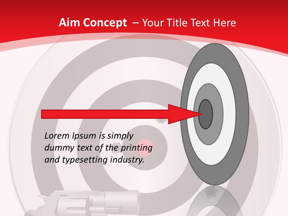 A Gun And A Target On A Red And White Background PowerPoint Template
