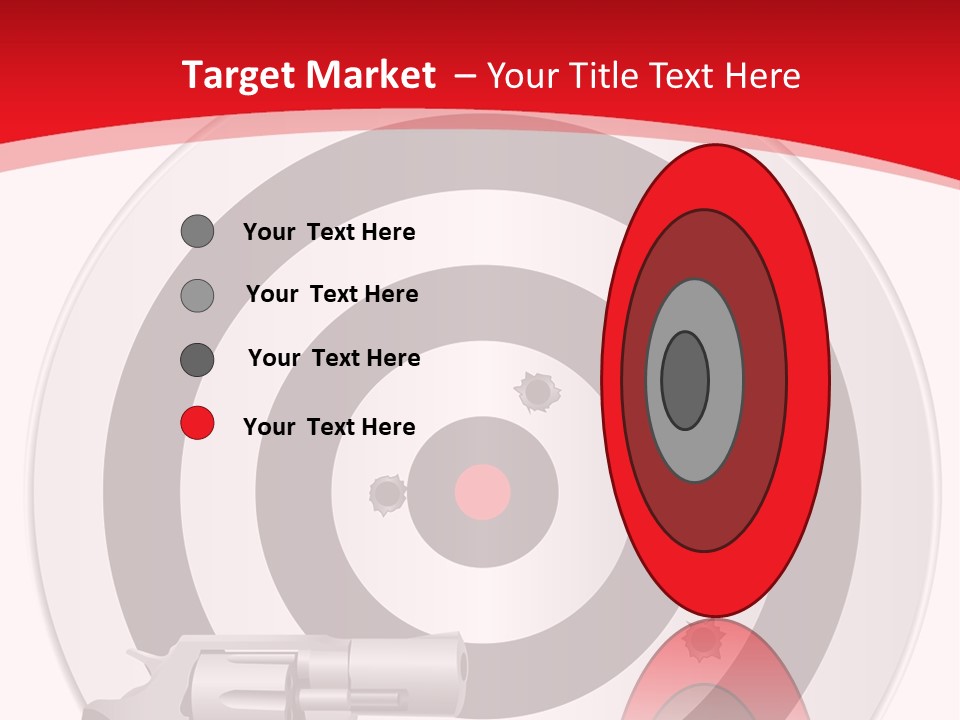 A Gun And A Target On A Red And White Background PowerPoint Template