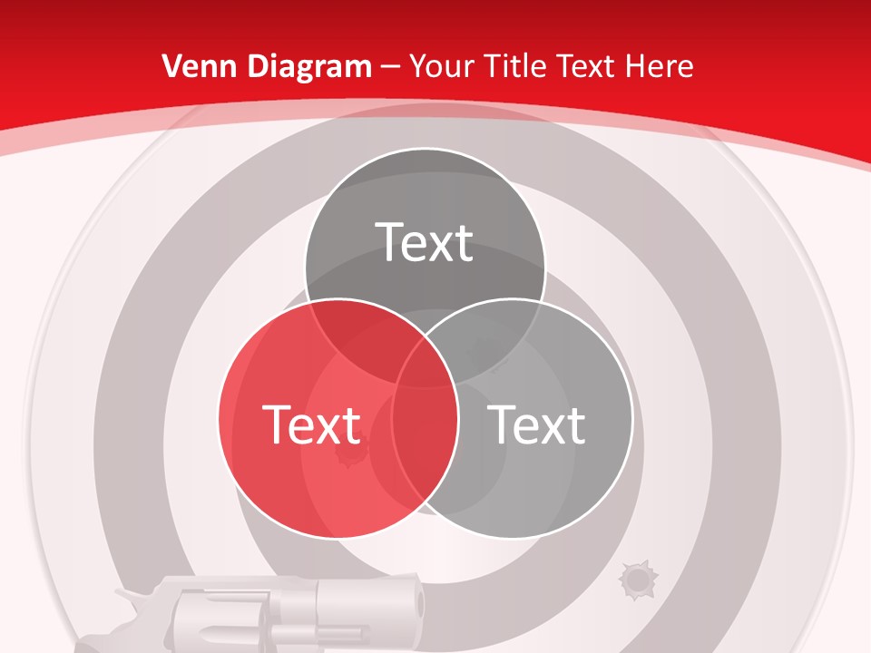 A Gun And A Target On A Red And White Background PowerPoint Template