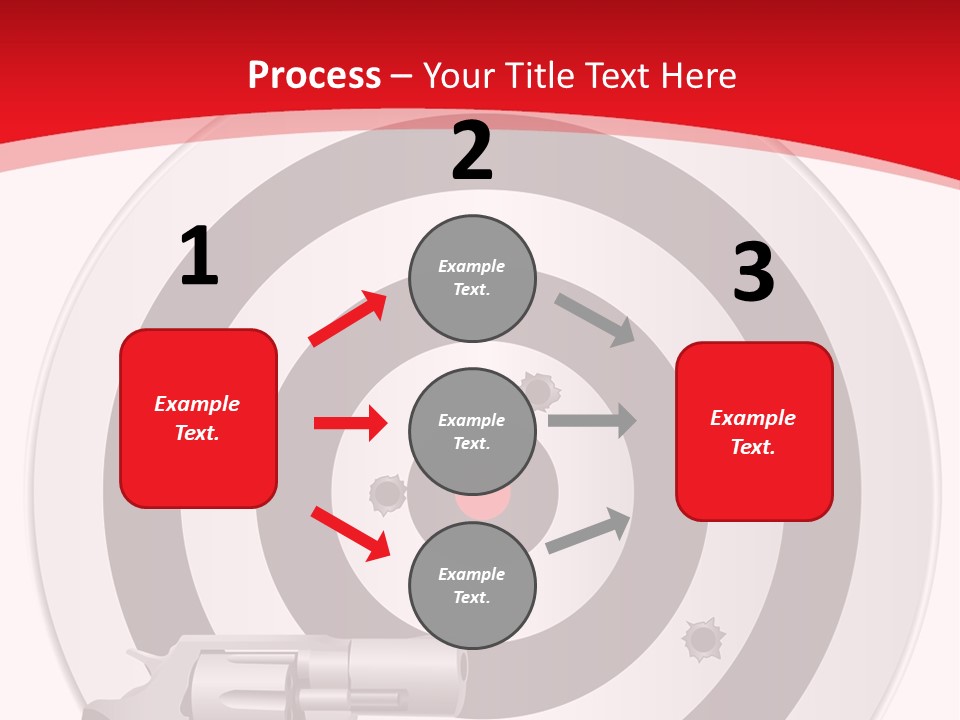 A Gun And A Target On A Red And White Background PowerPoint Template