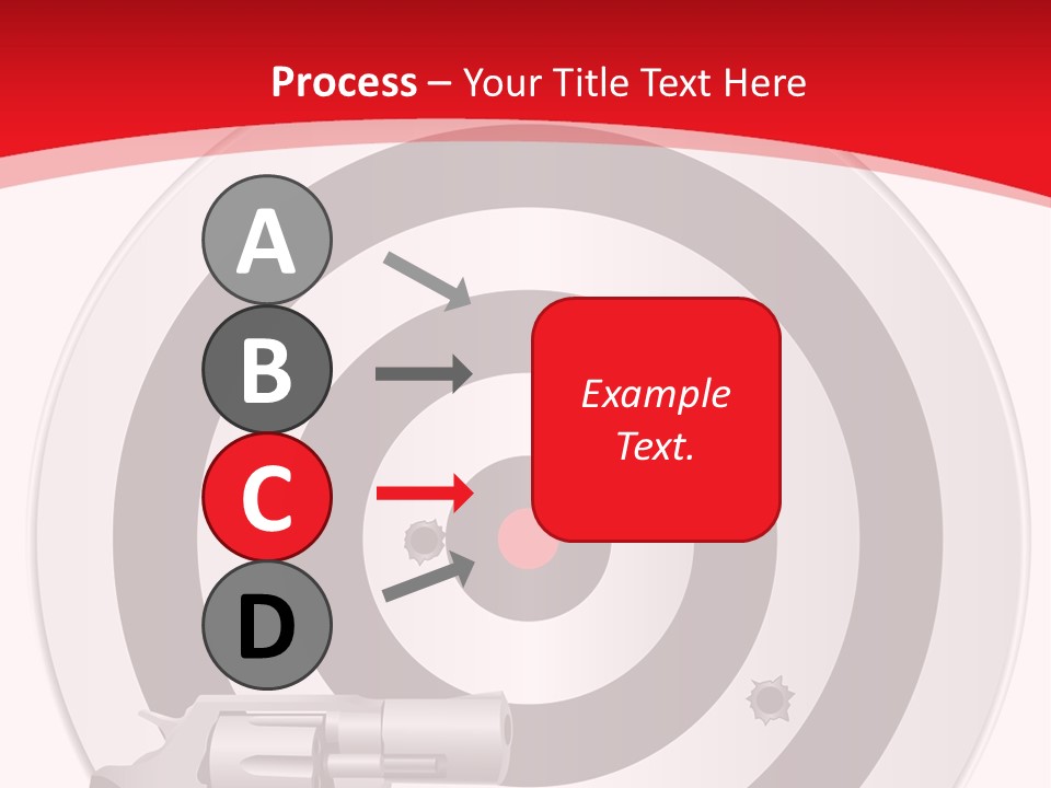 A Gun And A Target On A Red And White Background PowerPoint Template