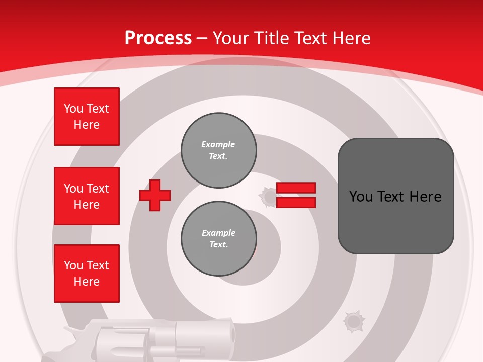 A Gun And A Target On A Red And White Background PowerPoint Template