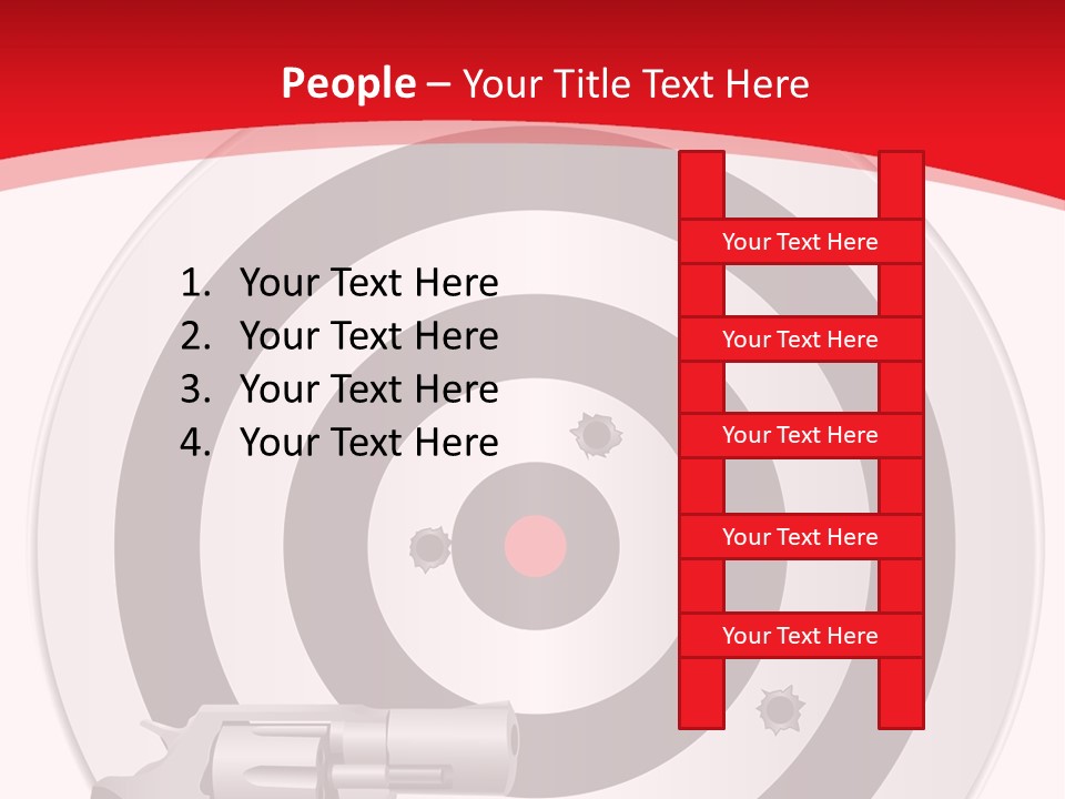 A Gun And A Target On A Red And White Background PowerPoint Template