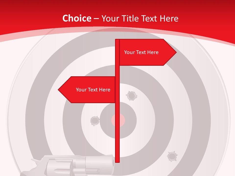 A Gun And A Target On A Red And White Background PowerPoint Template