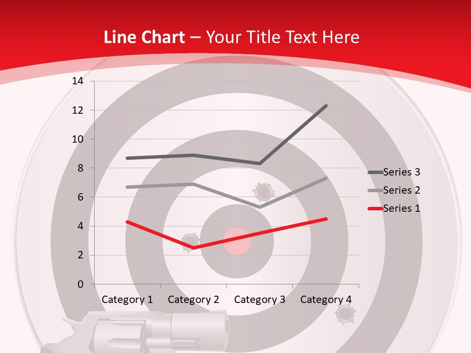 A Gun And A Target On A Red And White Background PowerPoint Template