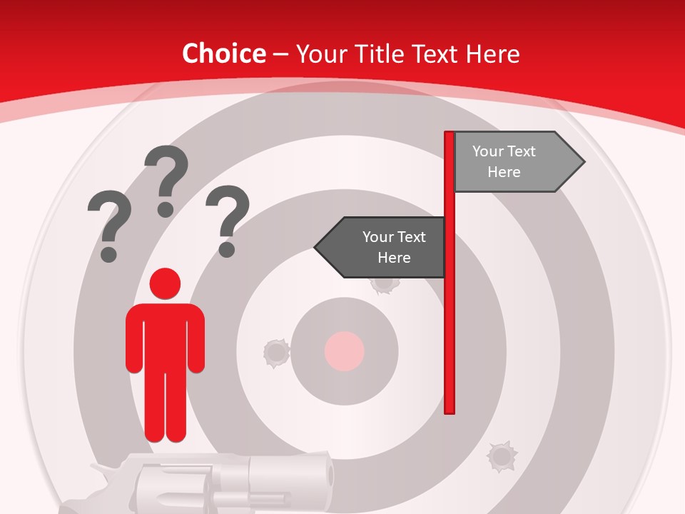 A Gun And A Target On A Red And White Background PowerPoint Template