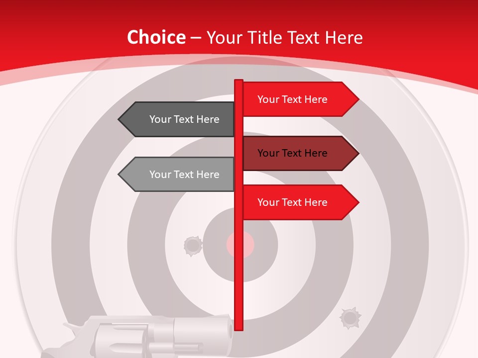 A Gun And A Target On A Red And White Background PowerPoint Template