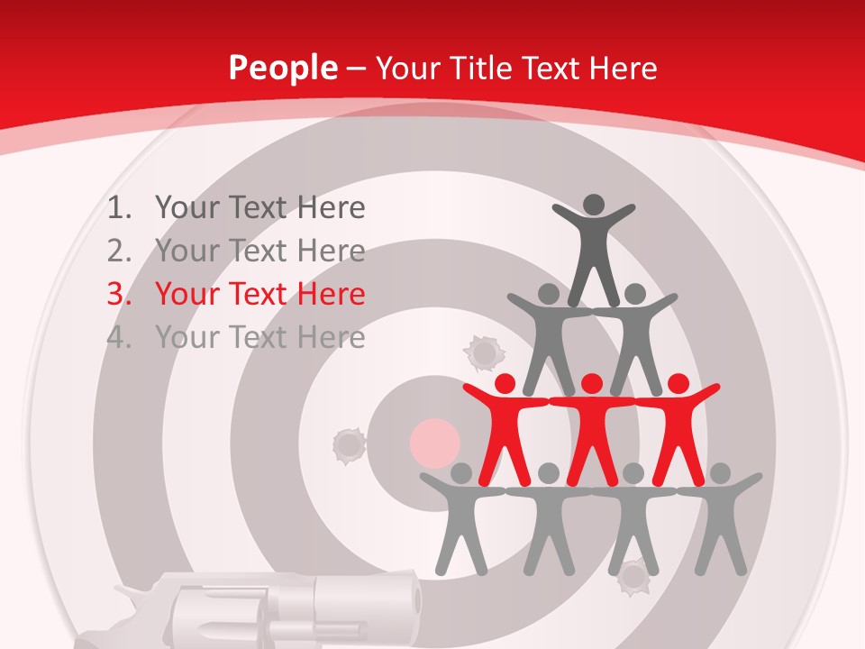 A Gun And A Target On A Red And White Background PowerPoint Template