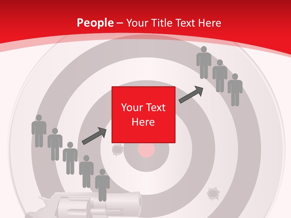 A Gun And A Target On A Red And White Background PowerPoint Template