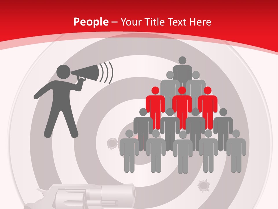 A Gun And A Target On A Red And White Background PowerPoint Template