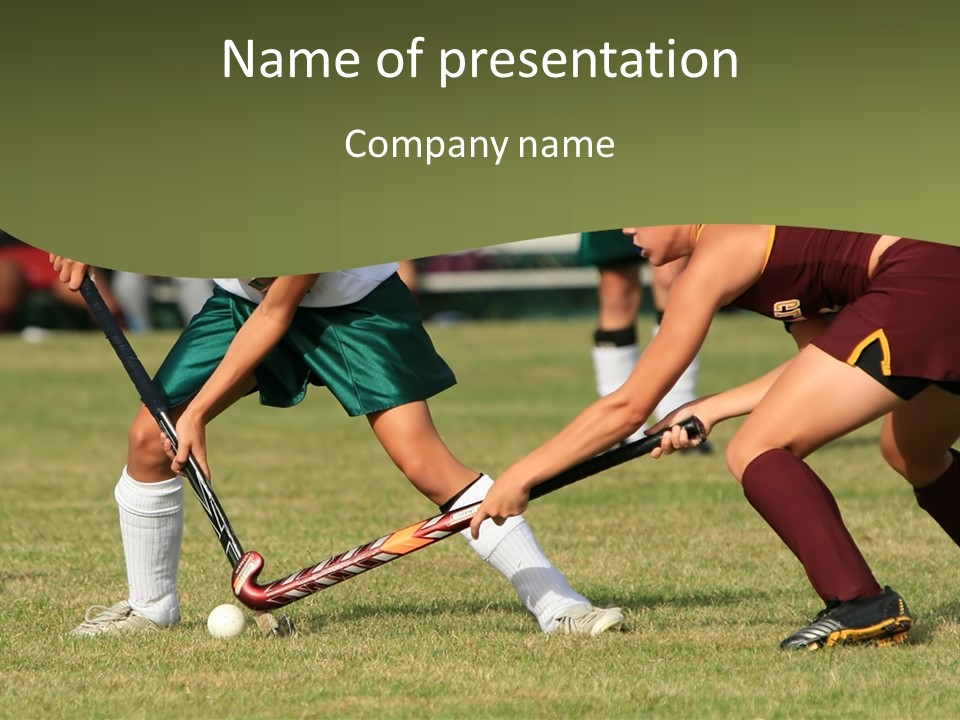 A Group Of People Playing A Game Of Field Hockey PowerPoint Template