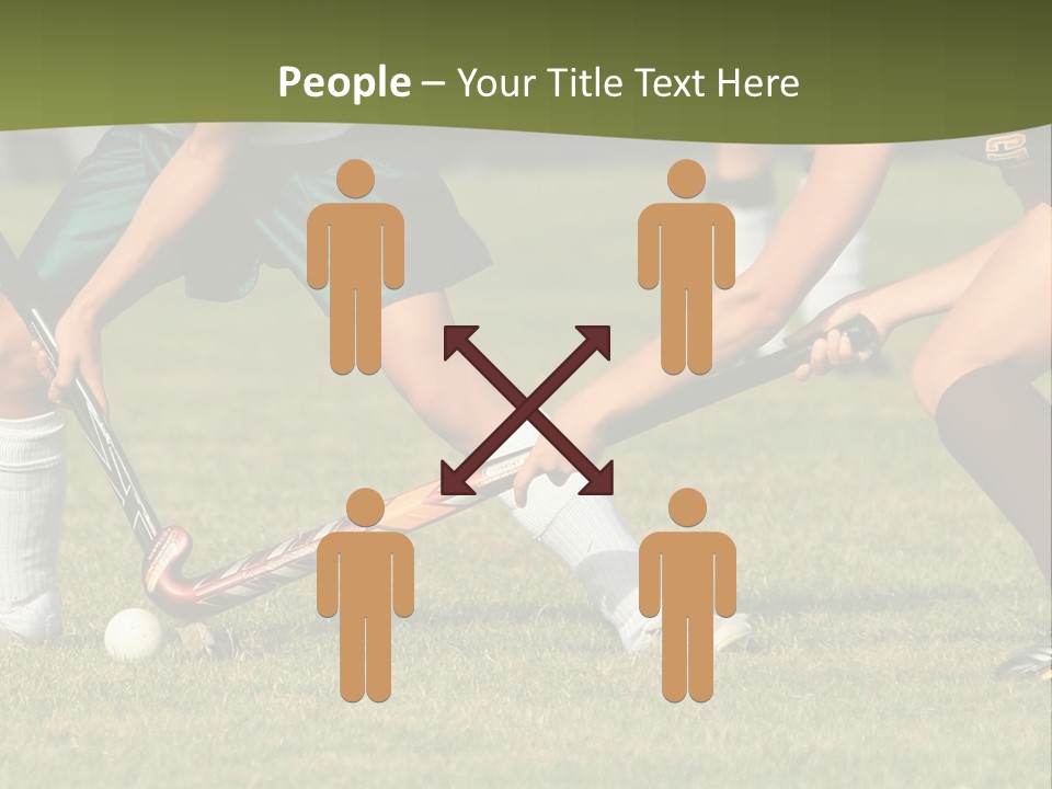 A Group Of People Playing A Game Of Field Hockey PowerPoint Template