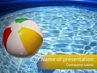 A Beach Ball Floating In A Pool Of Water PowerPoint Template
