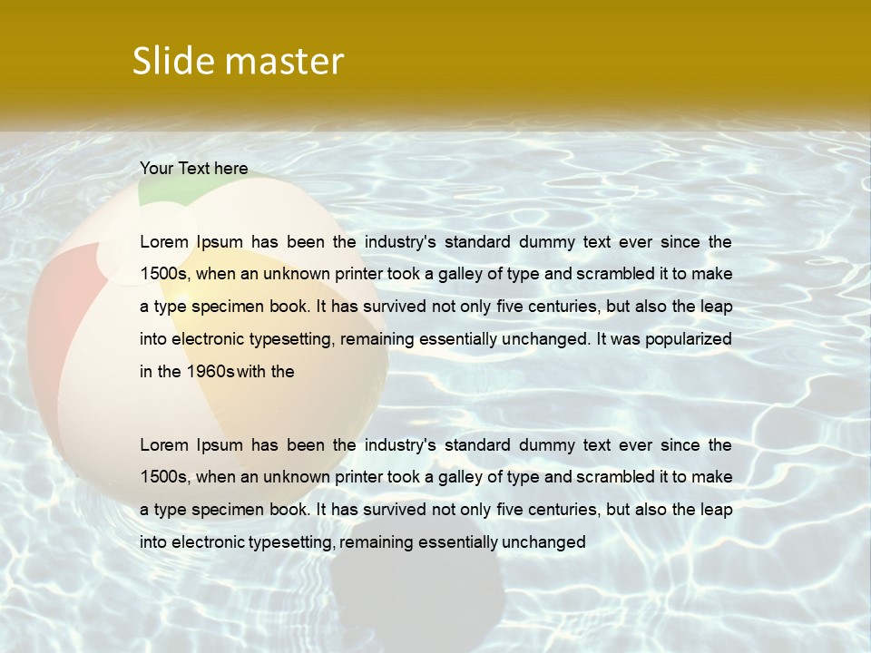 A Beach Ball Floating In A Pool Of Water PowerPoint Template