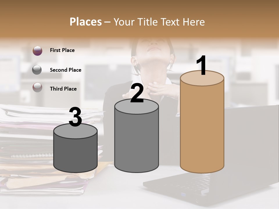 A Woman Sitting In Front Of A Laptop Computer PowerPoint Template