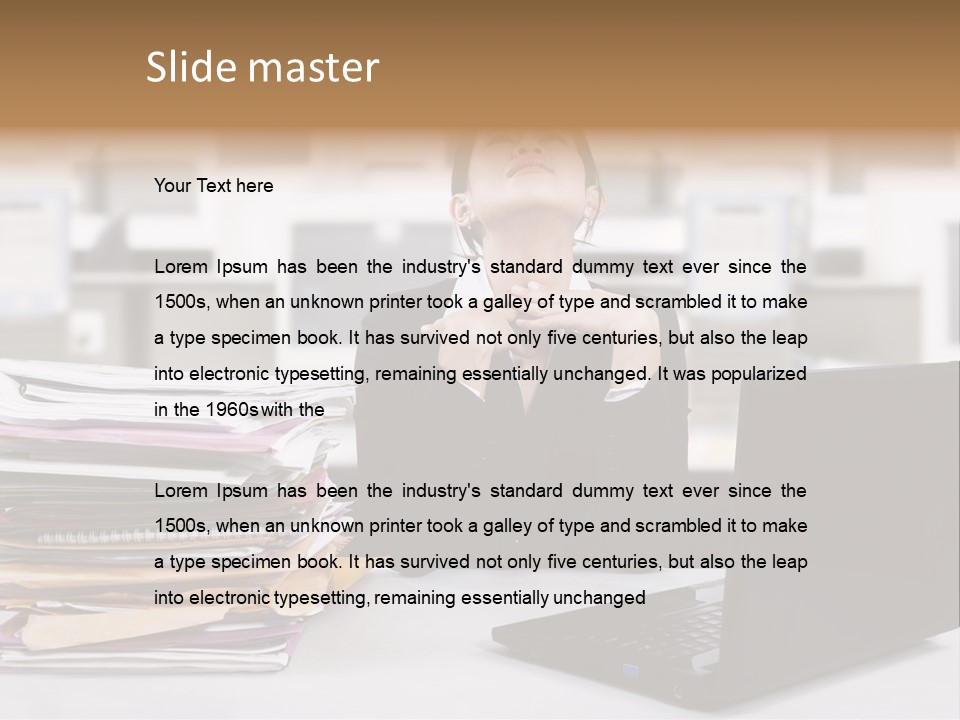 A Woman Sitting In Front Of A Laptop Computer PowerPoint Template