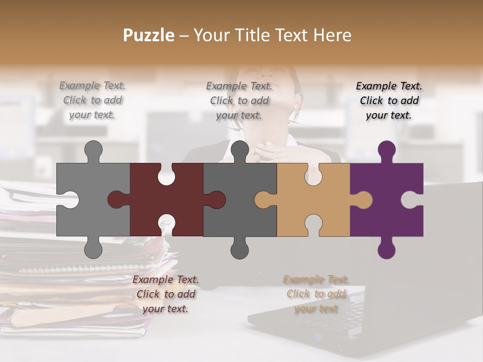 A Woman Sitting In Front Of A Laptop Computer PowerPoint Template