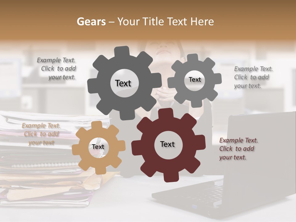 A Woman Sitting In Front Of A Laptop Computer PowerPoint Template