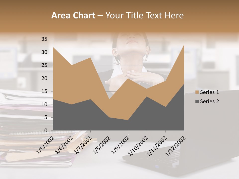 A Woman Sitting In Front Of A Laptop Computer PowerPoint Template