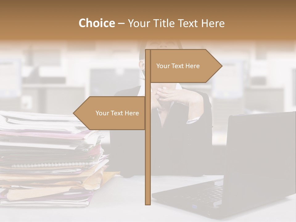 A Woman Sitting In Front Of A Laptop Computer PowerPoint Template