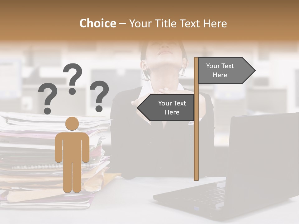 A Woman Sitting In Front Of A Laptop Computer PowerPoint Template