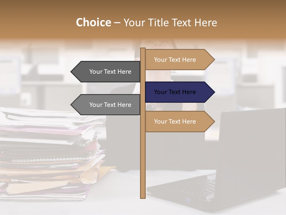 A Woman Sitting In Front Of A Laptop Computer PowerPoint Template