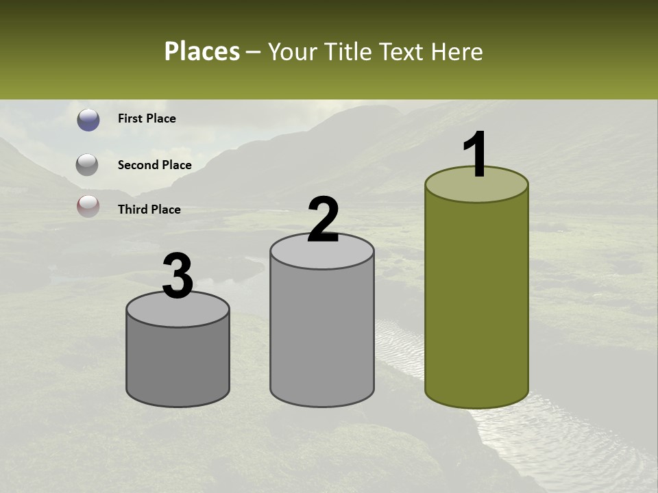 A River Running Through A Lush Green Valley PowerPoint Template