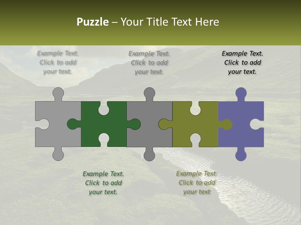 A River Running Through A Lush Green Valley PowerPoint Template