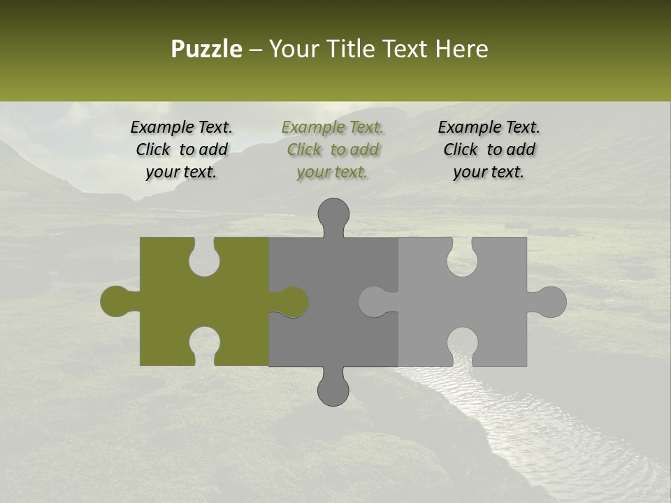 A River Running Through A Lush Green Valley PowerPoint Template