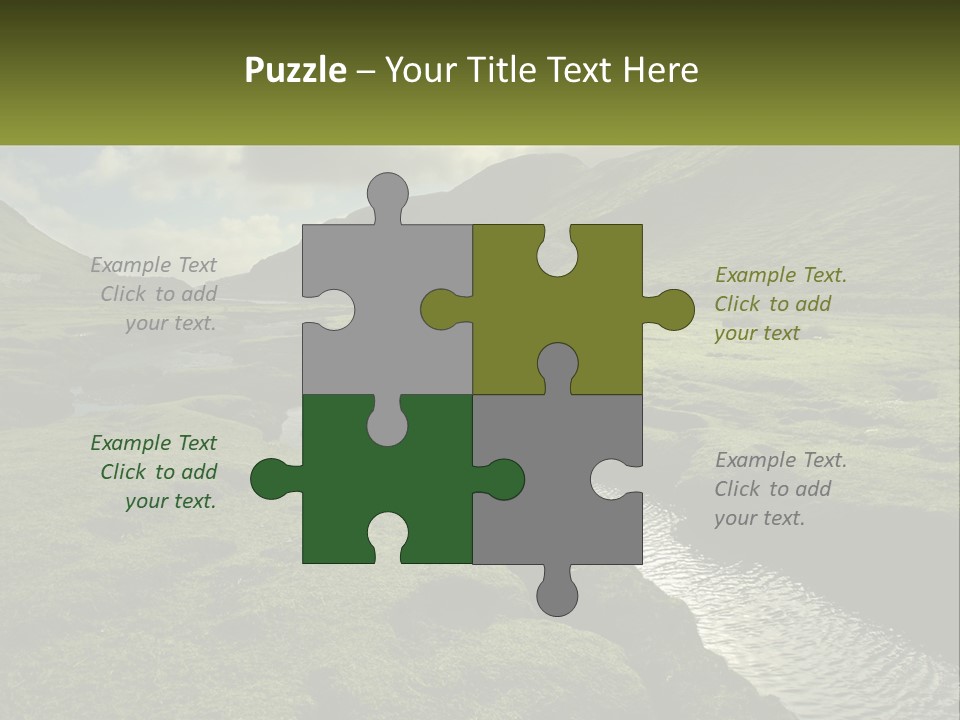 A River Running Through A Lush Green Valley PowerPoint Template