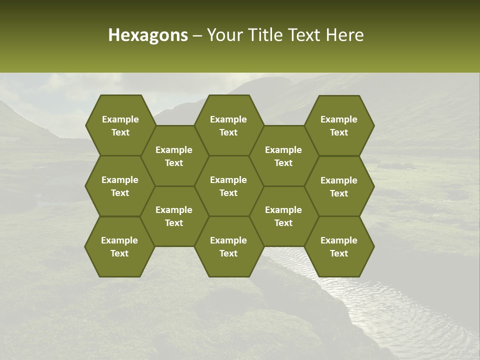 A River Running Through A Lush Green Valley PowerPoint Template