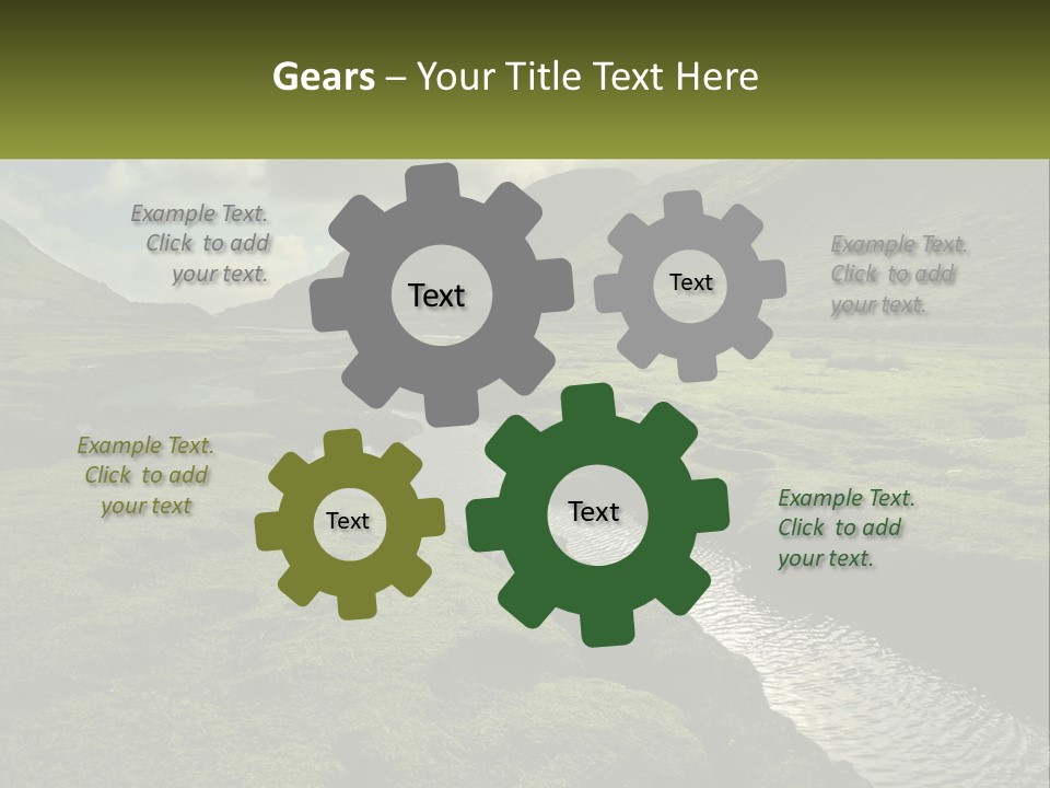 A River Running Through A Lush Green Valley PowerPoint Template