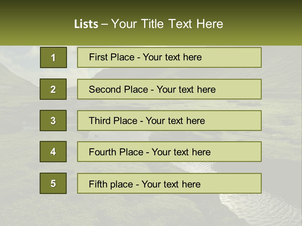 A River Running Through A Lush Green Valley PowerPoint Template