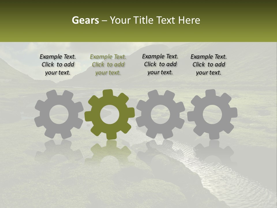 A River Running Through A Lush Green Valley PowerPoint Template