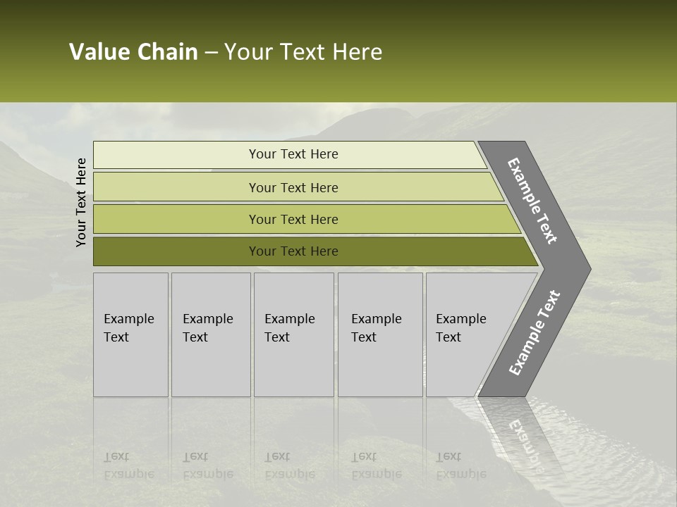 A River Running Through A Lush Green Valley PowerPoint Template